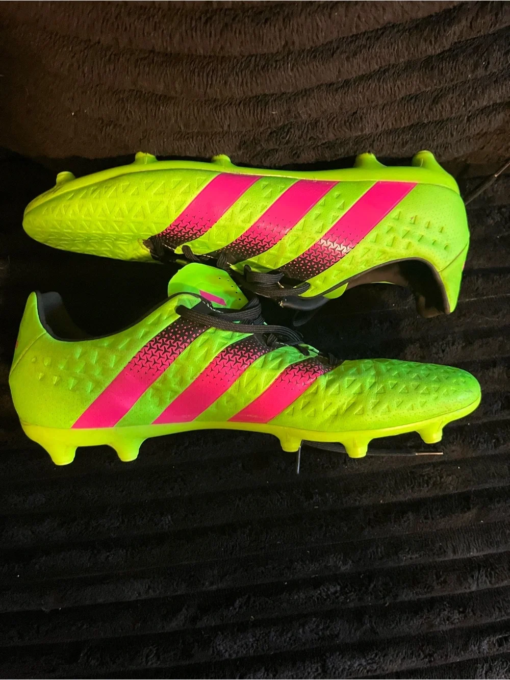 adidas Neon Green and Hot Pink Men's Athletic Soccer Shoes